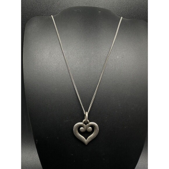 JAMES AVERY Sterling Silver Heart Scroll Pendant on Chain Necklace 18” - Picture 3 of 8